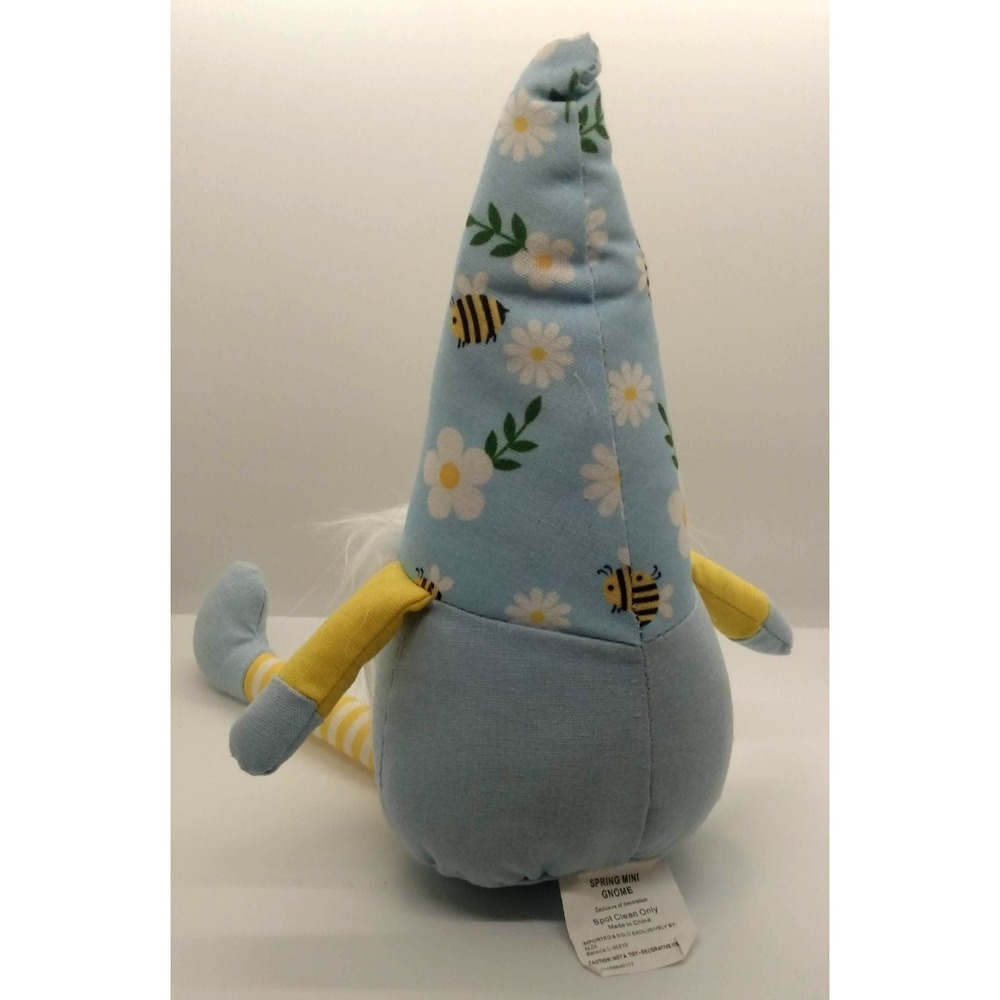 ALDI Mini Spring GNOME Plush Weighted Yellow Blue Bees & Flowers Garden Whimsy - Picture 2 of 5
